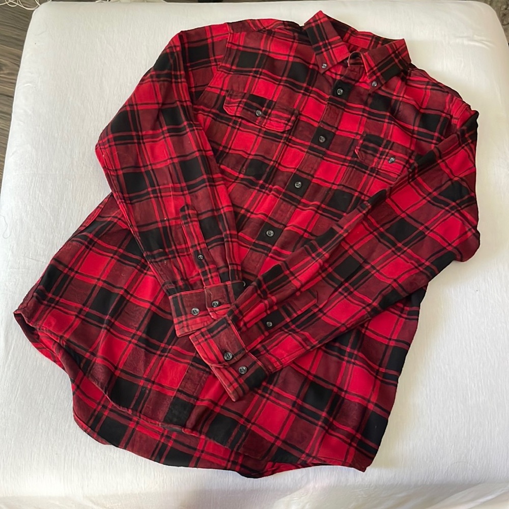 Mens black and red flannel